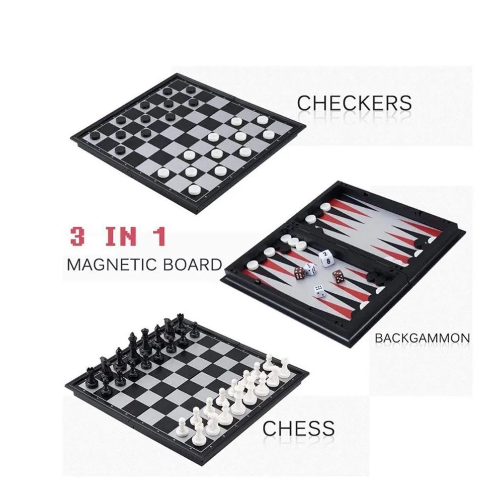 Magnetic 3-in-1 Board Game Set | Chess, Checkers & Backgammon | Folding Travel Board | Kids & Adults - Image 6