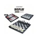 Magnetic 3-in-1 Board Game Set | Chess, Checkers & Backgammon | Folding Travel Board | Kids & Adults - Image 2