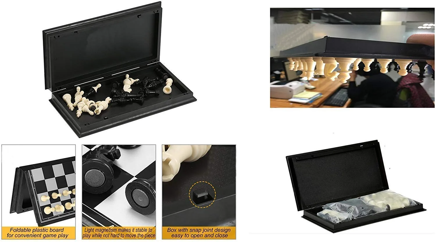 Magnetic Foldable Chessboard Game Set | Portable Travel Chess Case | Premium Classic Pieces | 10×10 Inches - Image 2