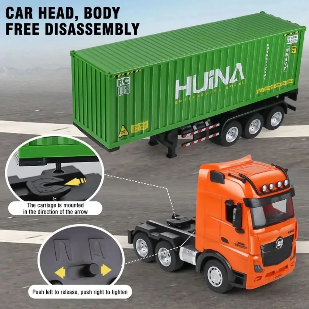 HUINA 1317 1:18 RC Container Truck | 9 Channel Simulation Trailer | 1 Player | Age 6+ | 15 Min Play - Image 2