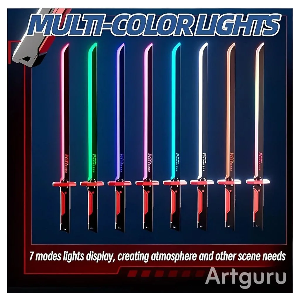 RGB LED Light Katana Sword Toy | Multi-Color Glowing Lightsaber with Sound, Smoke & Spark | Rechargeable | Age 14+ - Image 7