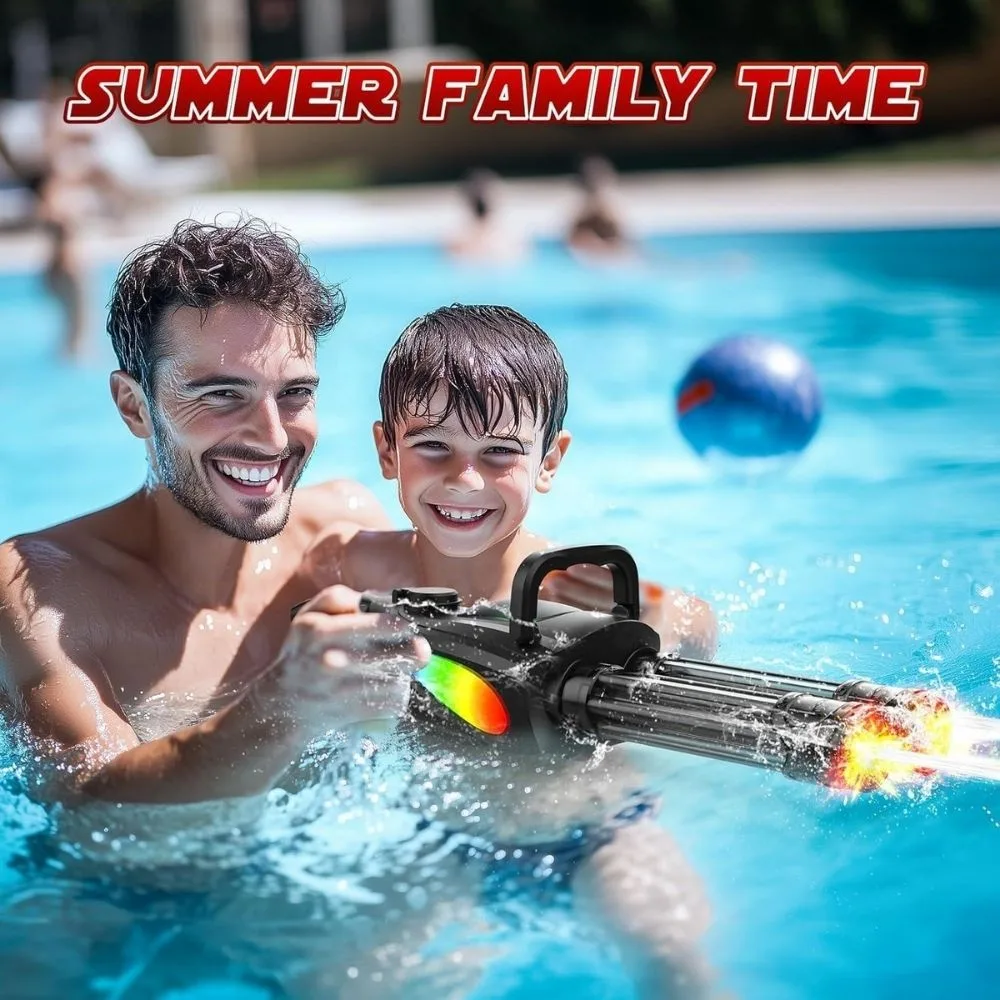 Double Barrel Electric Water Gun Blaster | Flame Light Gatling Pichkari | 1 Player | Age 6+ | Holi Play - Image 6