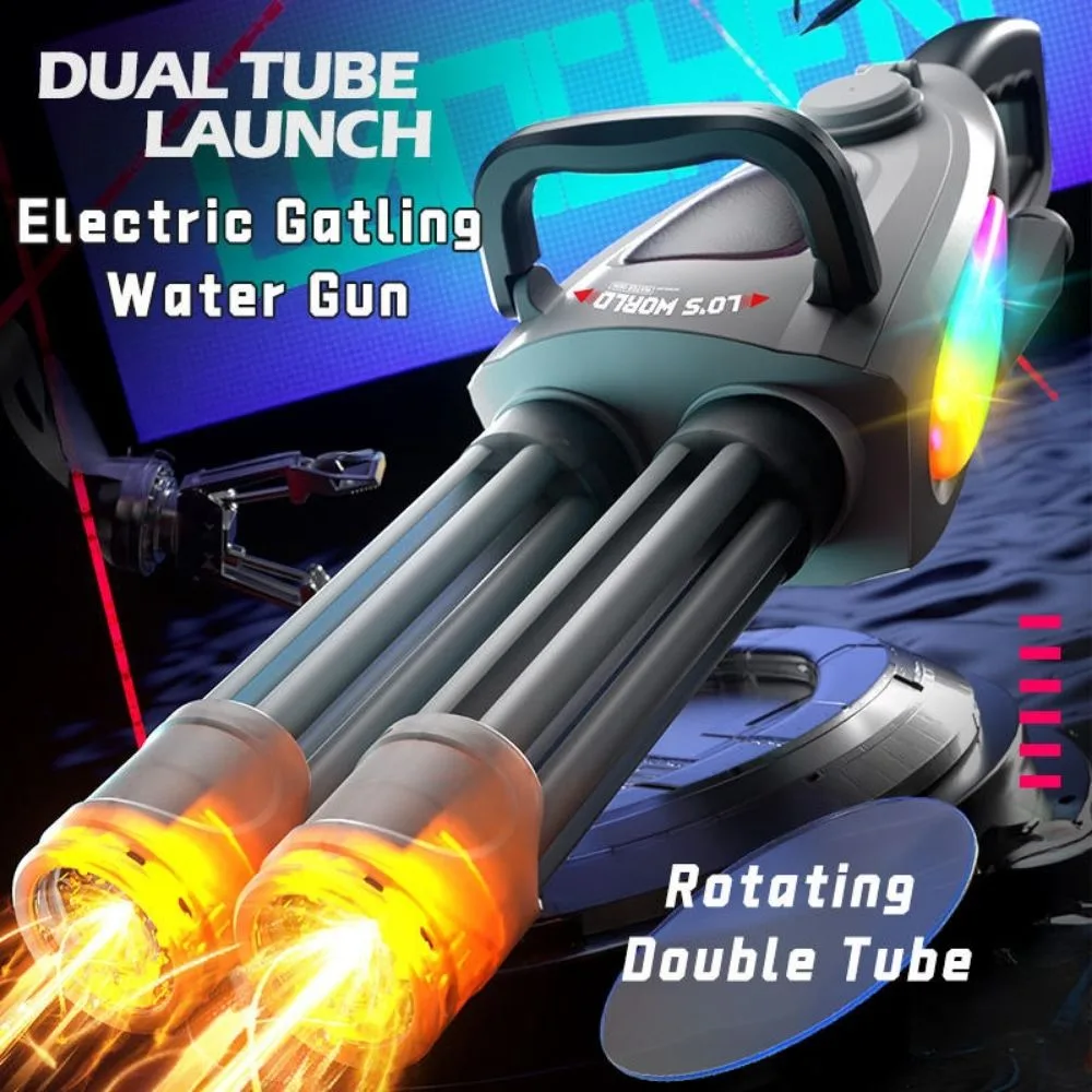 Double Barrel Electric Water Gun Blaster | Flame Light Gatling Pichkari | 1 Player | Age 6+ | Holi Play - Image 4