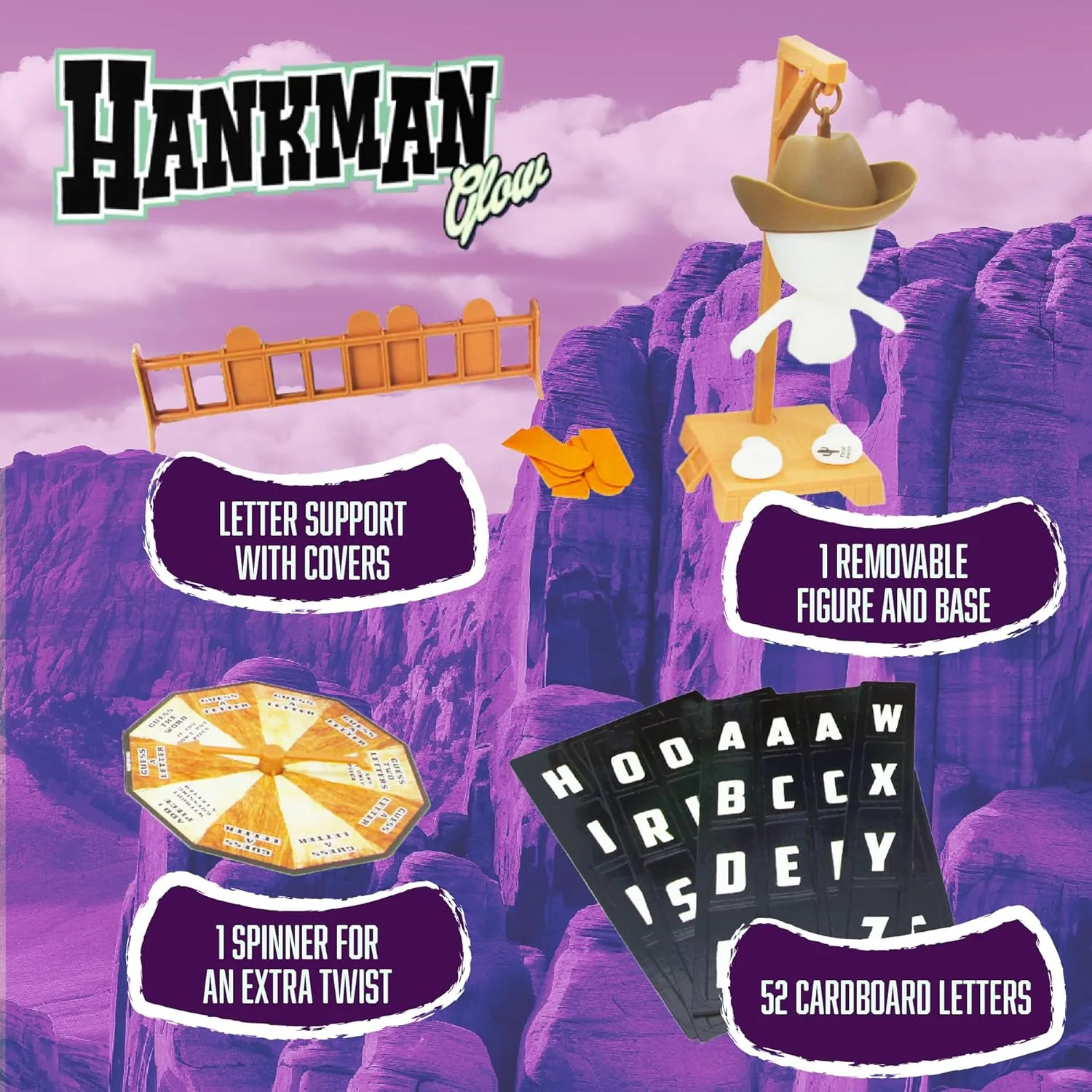 Hankman Glow Magnetic Hangman Word Game | Glow-In-The-Dark Travel Toy | Word Guessing Puzzle for Kids 6+ - Image 6