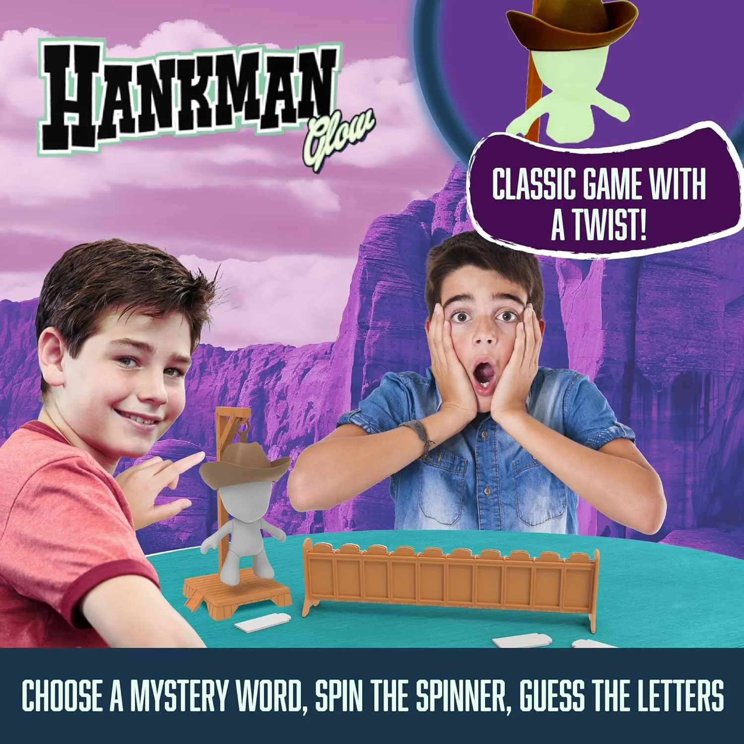 Hankman Glow Magnetic Hangman Word Game | Glow-In-The-Dark Travel Toy | Word Guessing Puzzle for Kids 6+ - Image 2