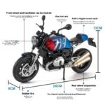 BMW R NineT 1:12 Die-Cast Bike Model | Light & Sound Pull-Back Motorcycle Toy - Image 2