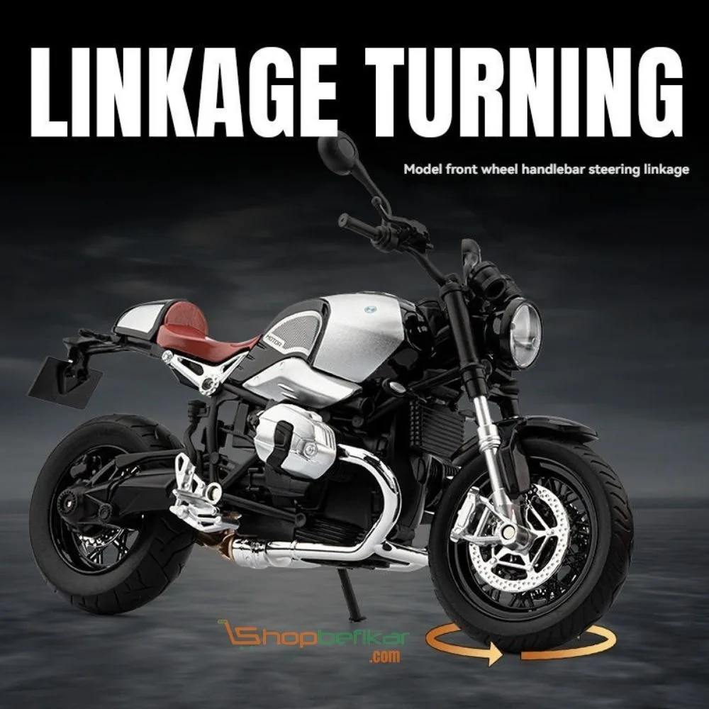 BMW R NineT 1:12 Die-Cast Bike Model | Light & Sound Pull-Back Motorcycle Toy - Image 8