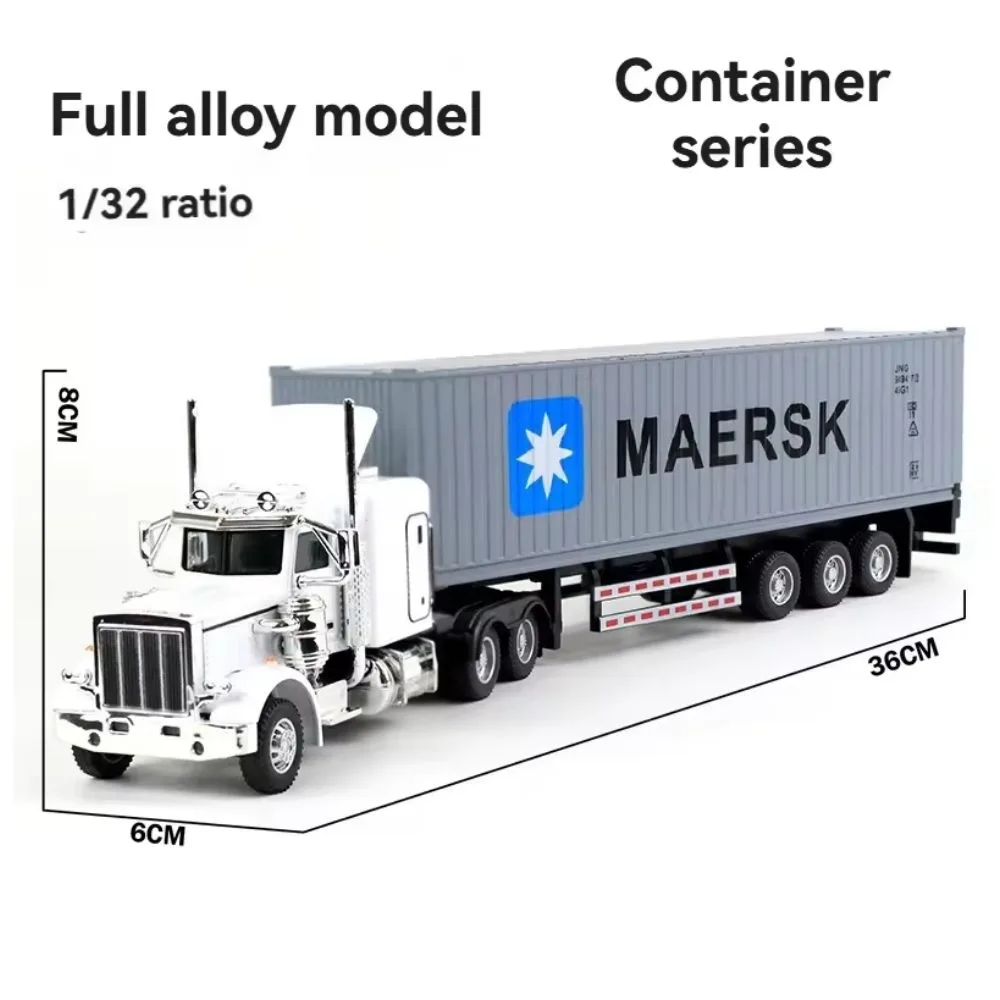 1:32 Alloy American Style Container Truck Toy | Die-Cast Heavy Transport Vehicle with Sound & Light | Detachable Trailer | Age 3+ - Image 7