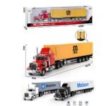 1:32 Alloy American Style Container Truck Toy | Die-Cast Heavy Transport Vehicle with Sound & Light | Detachable Trailer | Age 3+ - Image 4