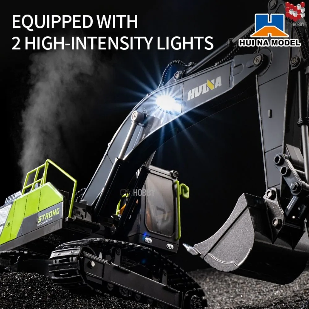 HUINA 1661 RC Excavator 1:18 Die-Cast Metal | 11CH Construction Vehicle with LED Lights - Image 6