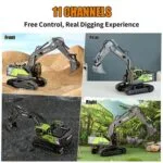 HUINA 1661 RC Excavator 1:18 Die-Cast Metal | 11CH Construction Vehicle with LED Lights - Image 3