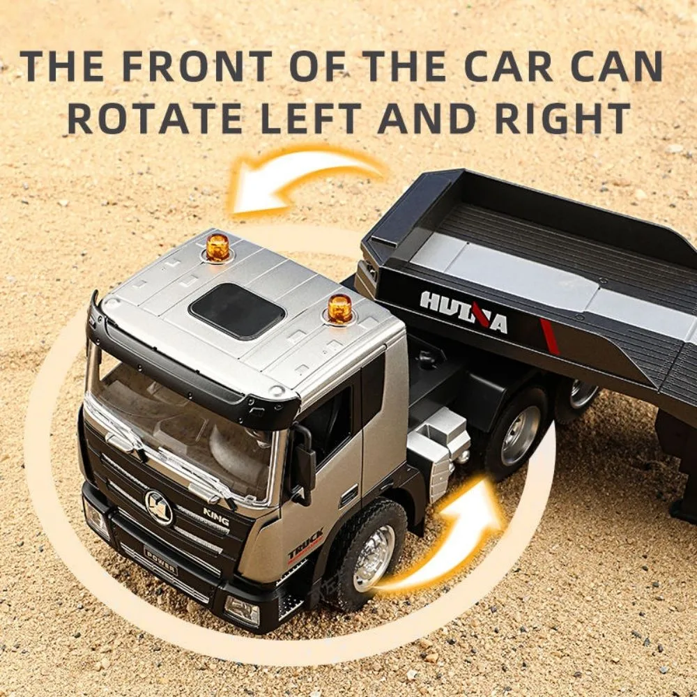 HUINA 1318 RC Tractor Truck 1:18 Scale | 9CH Flatbed Trailer Hobby Model - Image 7