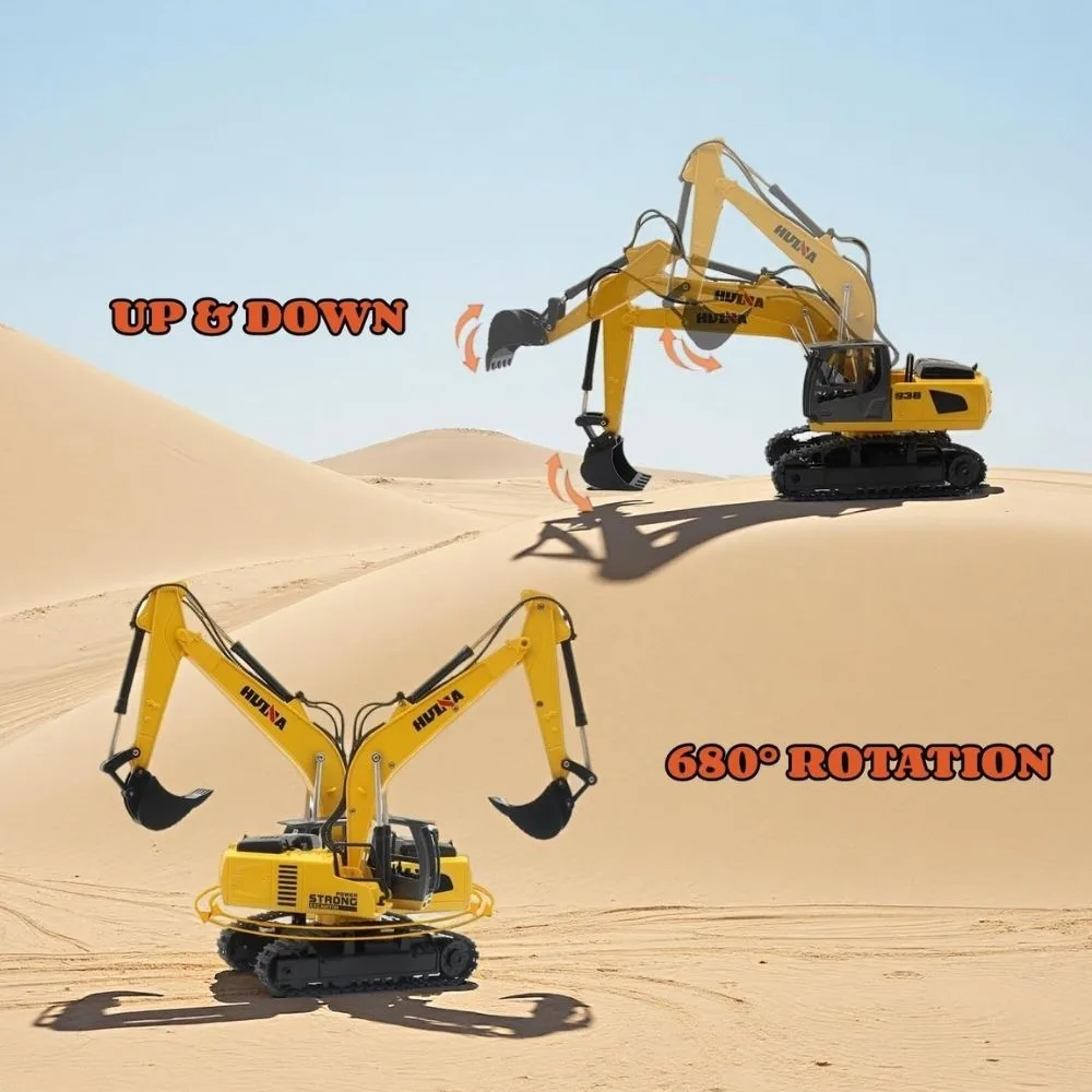 HUINA 1319 1:18 RC Tractor Truck with Excavator & Trailer | 2.4G Remote Control Construction Transport Set | Age 6+ - Image 6