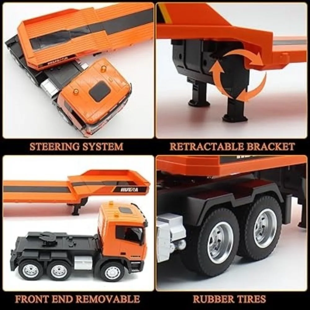 HUINA 1319 1:18 RC Tractor Truck with Excavator & Trailer | 2.4G Remote Control Construction Transport Set | Age 6+ - Image 5