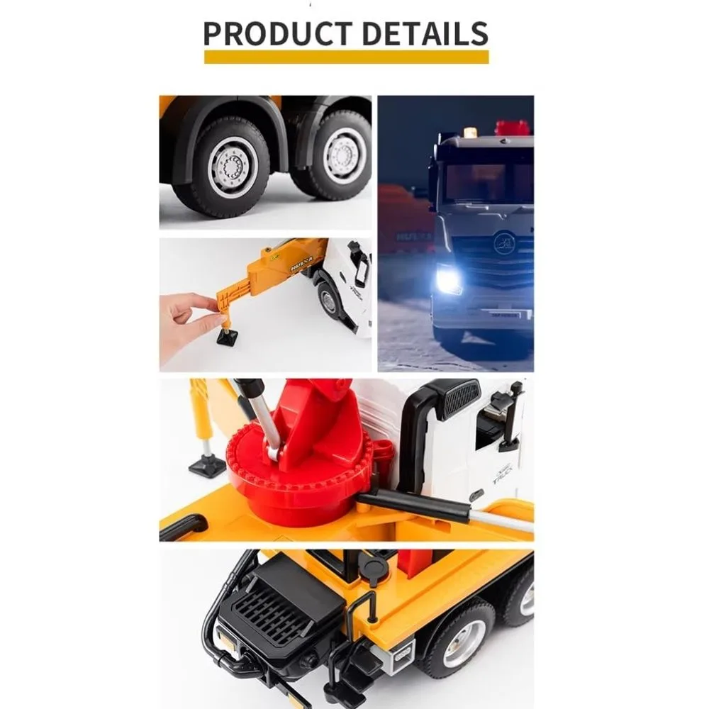 HUINA 1381 1:18 RC Concrete Pump Truck | 11CH Construction Vehicle with 120cm Pump Arm - Image 8