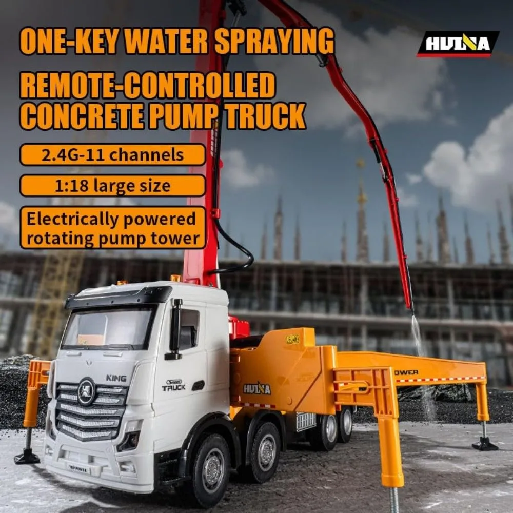 HUINA 1381 1:18 RC Concrete Pump Truck | 11CH Construction Vehicle with 120cm Pump Arm - Image 6