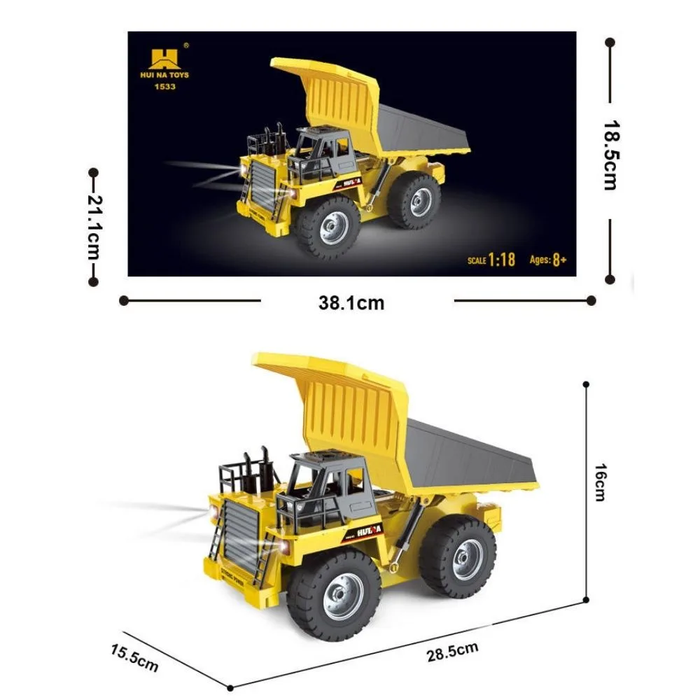 HUINA 1534 RC Dump Truck 1:18 Scale | Heavy Duty Construction Tipper - Image 5