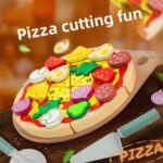 KABI Pizza Chef Junior Wooden Toy | DIY Pizza Food Slicer Set with Reusable Stickers | Pretend Play Kitchen Toy | Age 3+ - Image 6