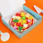 KABI Pizza Chef Junior Wooden Toy | DIY Pizza Food Slicer Set with Reusable Stickers | Pretend Play Kitchen Toy | Age 3+ - Image 3