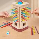 Montessori Wooden Stick Game for Kids | 32 Colourful Sticks with Dice & Wooden Box | Fine Motor Skills Toy - Image 4