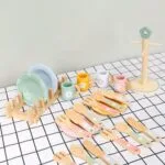 KABI My Little Dinnerware Set Wooden Toy | Plates & Utensils Role Play Kitchen Set | Montessori Pretend Play | Age 3+ | Indoor Play - Image 3