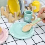 KABI My Little Dinnerware Set Wooden Toy | Plates & Utensils Role Play Kitchen Set | Montessori Pretend Play | Age 3+ | Indoor Play - Image 2