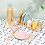 KABI My Little Dinnerware Set Wooden Toy | Plates & Utensils Role Play Kitchen Set | Montessori Pretend Play | Age 3+ | Indoor Play - Image 10