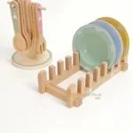 KABI My Little Dinnerware Set Wooden Toy | Plates & Utensils Role Play Kitchen Set | Montessori Pretend Play | Age 3+ | Indoor Play - Image 9