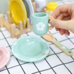 KABI My Little Dinnerware Set Wooden Toy | Plates & Utensils Role Play Kitchen Set | Montessori Pretend Play | Age 3+ | Indoor Play - Image 8
