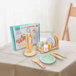 KABI My Little Dinnerware Set Wooden Toy | Plates & Utensils Role Play Kitchen Set | Montessori Pretend Play | Age 3+ | Indoor Play - Image 7
