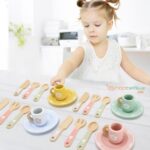 KABI My Little Dinnerware Set Wooden Toy | Plates & Utensils Role Play Kitchen Set | Montessori Pretend Play | Age 3+ | Indoor Play - Image 6