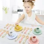 KABI My Little Dinnerware Set Wooden Toy | Plates & Utensils Role Play Kitchen Set | Montessori Pretend Play | Age 3+ | Indoor Play - Image 6
