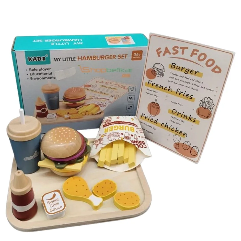 My Little Hamburger Wooden Play Set | Burger Fries Drink Role Play Toy | Age 3+ - Image 7