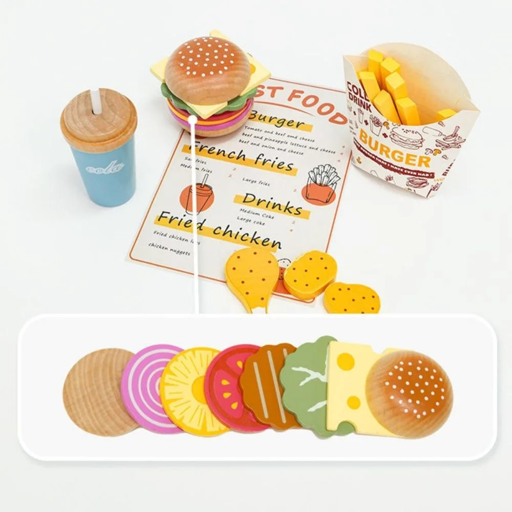 My Little Hamburger Wooden Play Set | Burger Fries Drink Role Play Toy | Age 3+ - Image 6