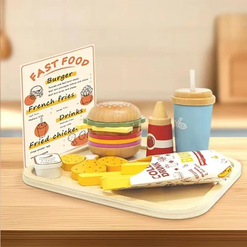 My Little Hamburger Wooden Play Set | Burger Fries Drink Role Play Toy | Age 3+ - Image 4