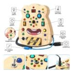 Wooden Montessori Busy Board for Kids | Sensory Switch & Button Activity Toy | Fine Motor Skills Learning Board | Age 2–4 Years - Image 2