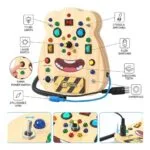 Wooden Montessori Busy Board for Kids | Sensory Switch & Button Activity Toy | Fine Motor Skills Learning Board | Age 2–4 Years - Image 2