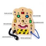 Wooden Montessori Busy Board for Kids | Sensory Switch & Button Activity Toy | Fine Motor Skills Learning Board | Age 2–4 Years - Image 6