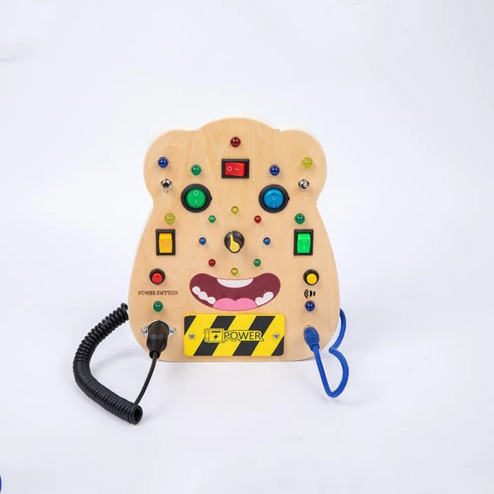 Wooden Montessori Busy Board for Kids | Sensory Switch & Button Activity Toy | Fine Motor Skills Learning Board | Age 2–4 Years - Image 4