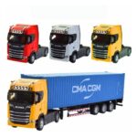 Alloy Container Truck Model 1:50 Scale | Die-Cast Cabin with Detachable Trailer | Electronic Sound Truck Toy | Age 3+ - Image 7