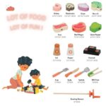 Wooden Pretend Barbecue Grill Playset | Montessori BBQ Kitchen Role Play Toy with Food & Utensils | Age 3+ | Indoor Play - Image 4