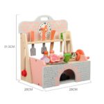Wooden Pretend Barbecue Grill Playset | Montessori BBQ Kitchen Role Play Toy with Food & Utensils | Age 3+ | Indoor Play - Image 2