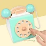 Wooden Retro Turntable Telephone Toy | Pretend Play Vintage Phone | Early Education Role Play Toy | Age 3+ | Indoor Learning - Image 2