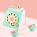 Wooden Retro Turntable Telephone Toy | Pretend Play Vintage Phone | Early Education Role Play Toy | Age 3+ | Indoor Learning - Image 4