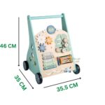 Wooden Baby Push Walker with Activity Center | Sit-to-Stand Montessori Learning Walker | Sensory & Shape Sorting Toy | 9+ Months - Image 2