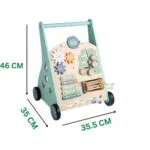 Wooden Baby Push Walker with Activity Center | Sit-to-Stand Montessori Learning Walker | Sensory & Shape Sorting Toy | 9+ Months - Image 2