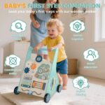 Wooden Baby Push Walker with Activity Center | Sit-to-Stand Montessori Learning Walker | Sensory & Shape Sorting Toy | 9+ Months - Image 9