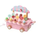 Wooden Ice Cream Cart Pretend Play Toy with Popsicles & Cones | Shopbefikar India