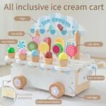 Wooden Ice Cream Cart Playset for Kids | Pretend Play Push Cart with Popsicles, Lollipops & Cones | Montessori Role Play Toy | Age 3+ - Image 2