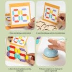 Wooden Pattern Battle Game | 2 Player Speed Matching Board Game with Bell | Brain Development Toy | Age 5+ | Indoor Play - Image 4